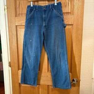 Vtg Roebuck Carpenter Jeans Pants Made By Carhartt Men’s 32X29 Paint Splattered